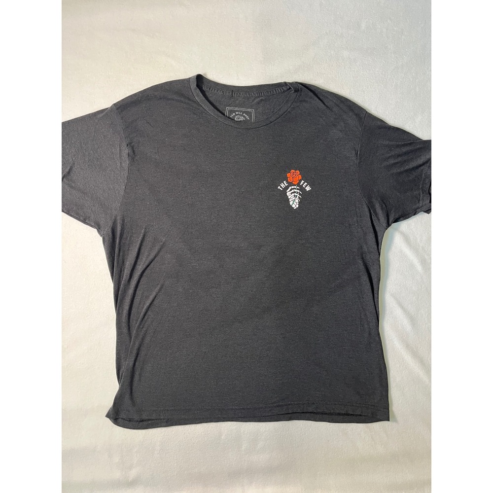 Few Will Hunt Mens XXL T-Shirt Gray Growth To The Grave Rose Skeleton Gorpcore